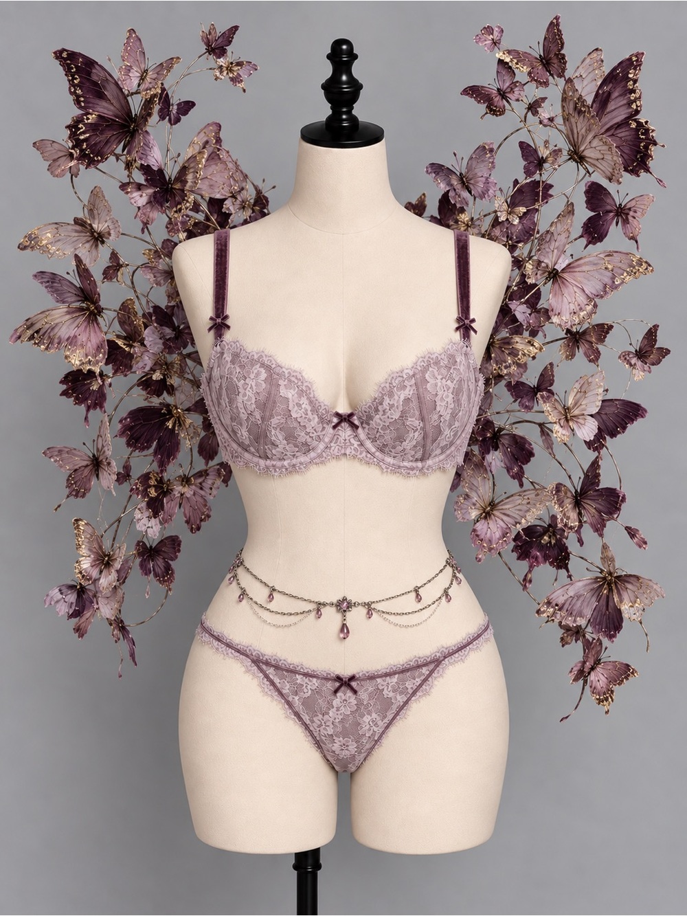 🍒3/33$ Victoria's Secret Lavender Lace Underwire Bra with Velvet Straps